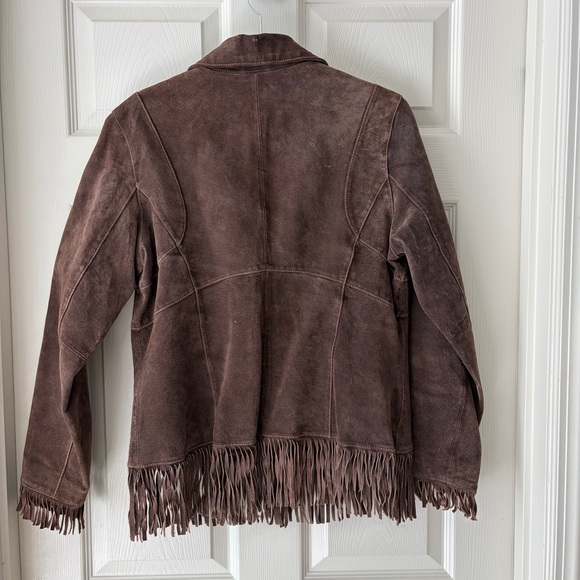 Outbrook Brown Genuine Leather Fringe Jacket - Picture 4 of 11